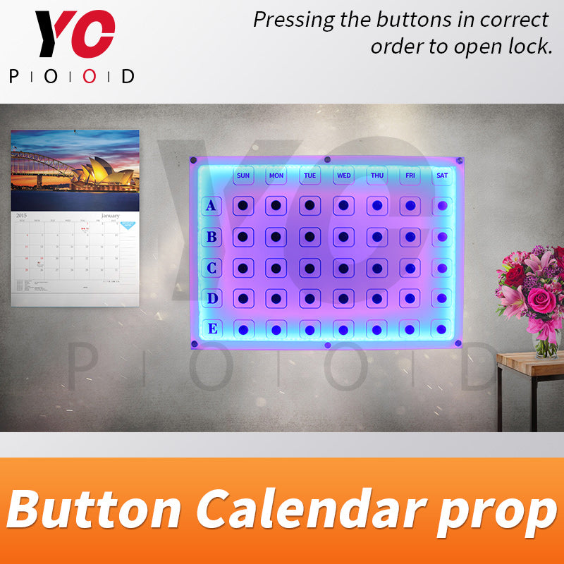 Escape room button calendar prop pressing button in correct order to open maglock