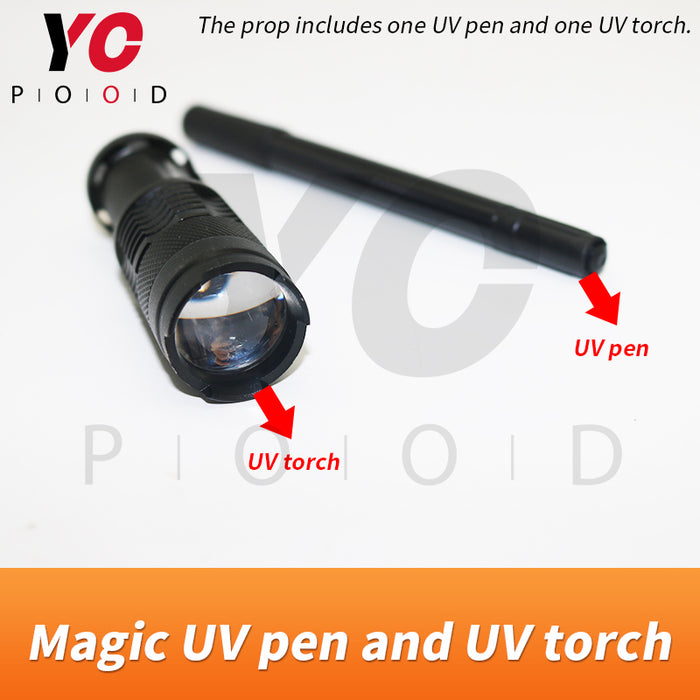 Magic UV pen and torch use amazing glasses to find invisible clue chamber room game