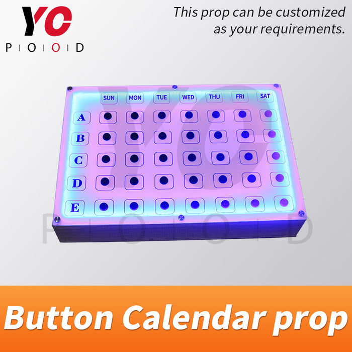 Escape room button calendar prop pressing button in correct order to open maglock